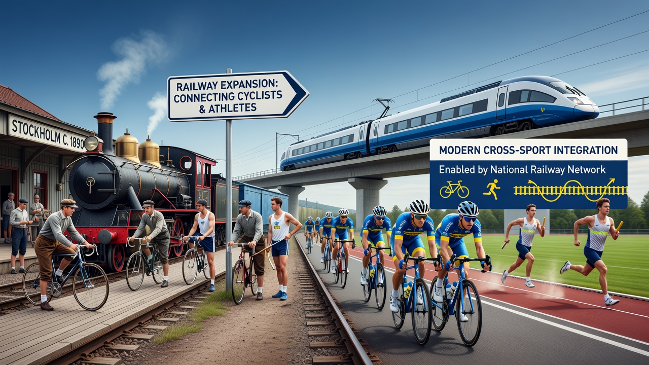 Athletes transferring between train and competition venues in rural Sweden during combined cycling and track meets
